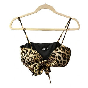 NWOT TIGER MIST ANIMAL PRINT TIE FRONT TOP
